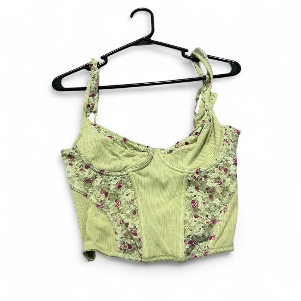 Urban Outfitters Out From Under Green Lace Corset Top | Y2K Floral Bustier